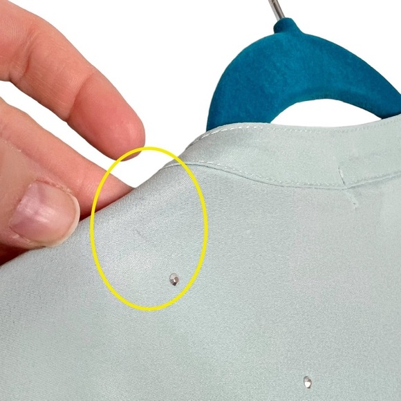 Liz Claiborne Seafoam Green Jeweled Button Front Blouse - Picture 11 of 15